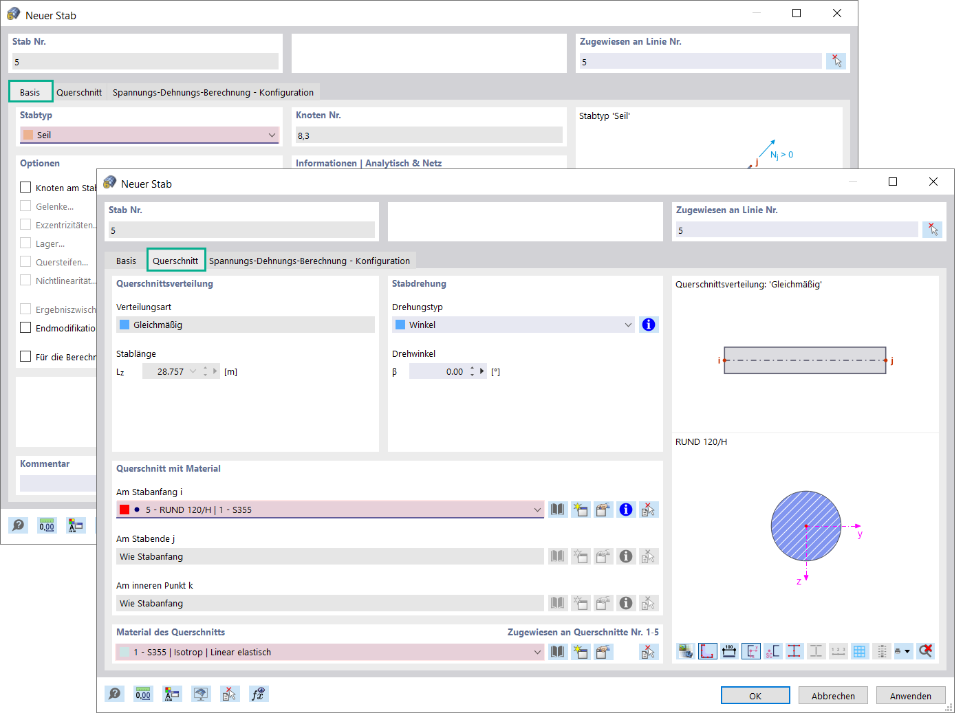 Querschnitt von Spannring