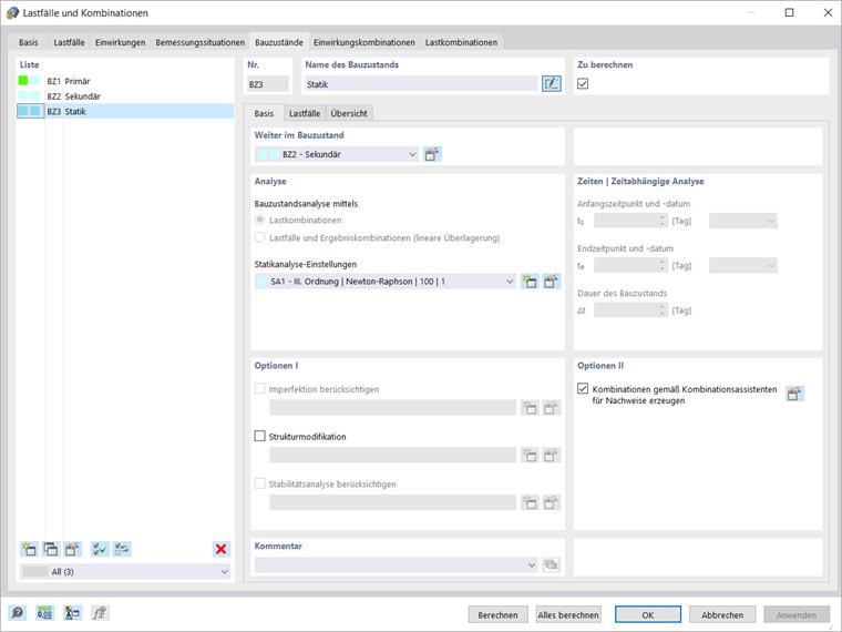 Bauzustand "Statische Berechnung an Form 2"