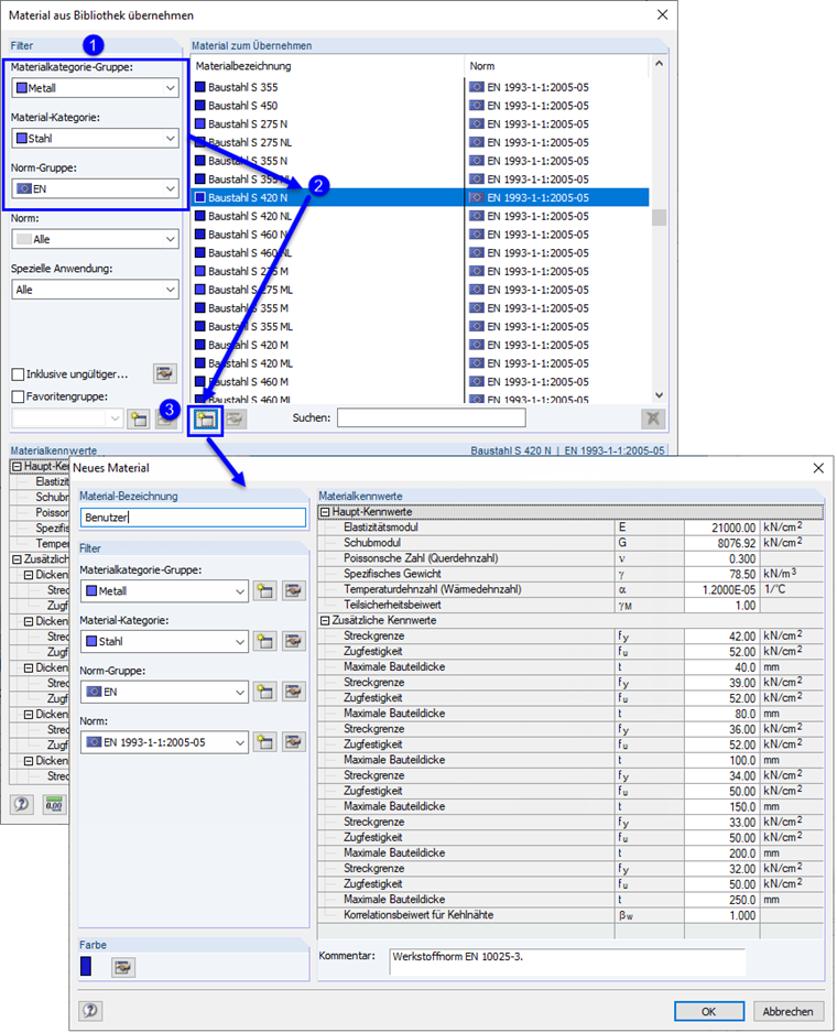 FAQ 005276 | Kann man in RF-/FE-BEUL auch benutzerdefinierte Materialien verwenden?