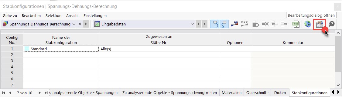 Tabelle "Spannungs-Dehnungs-Berechnung"