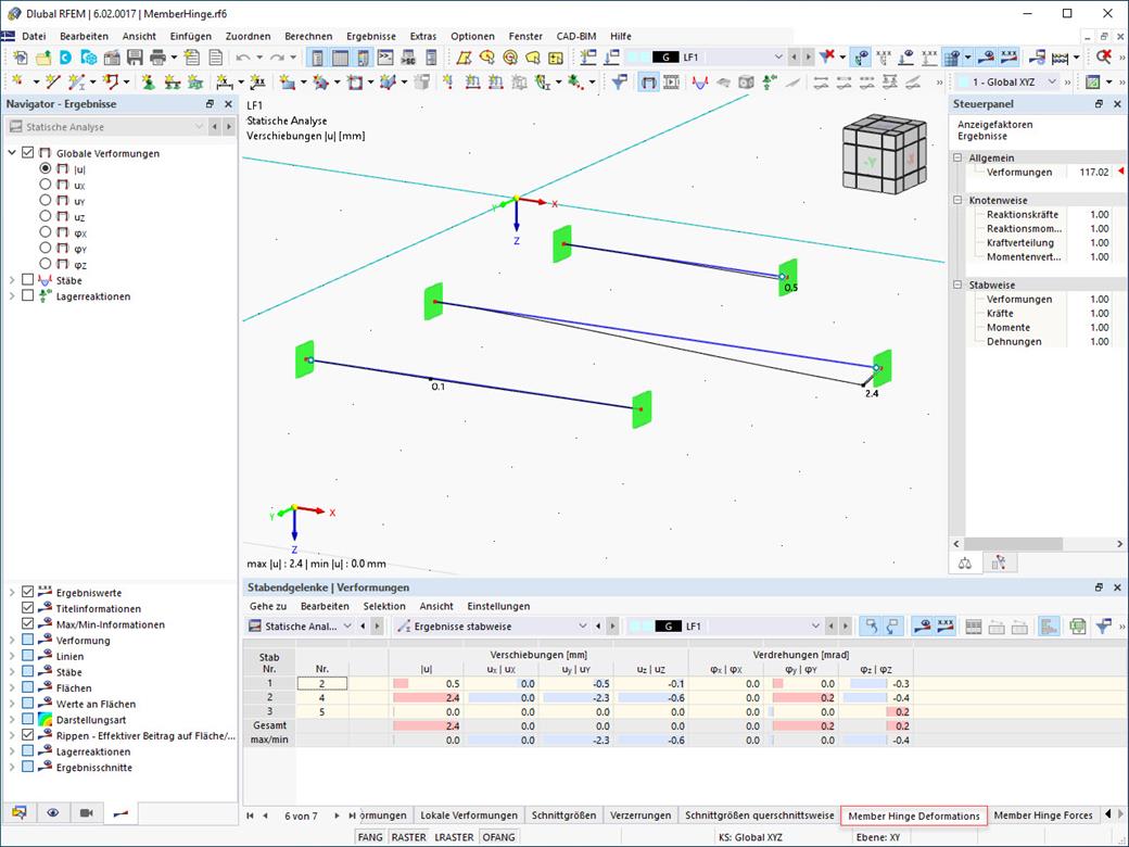 Feature 002450 | Ergebnistabellen für Stabendgelenke