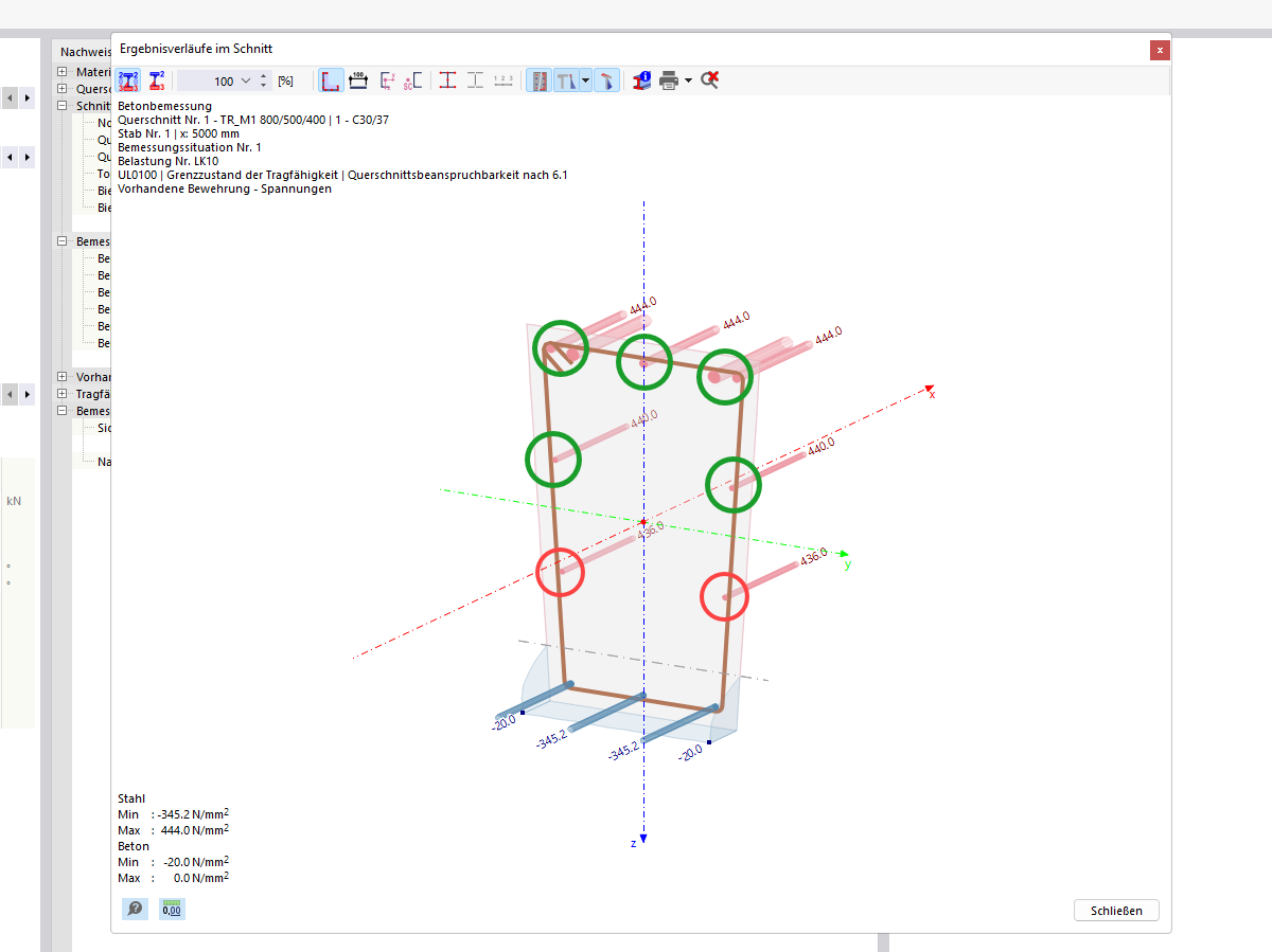 FAQ 005279 | Obwohl alle Nachweise für einen Stab eingehalten sind, erhalte ich trotzdem eine "Nicht abgedeckte Bewehrung". Woran kann das liegen?