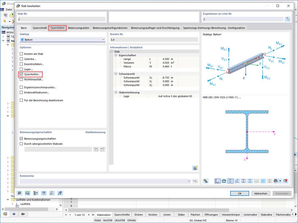 Feature 002470 | Flächenmodell aus Stab mit Stabquersteifen
