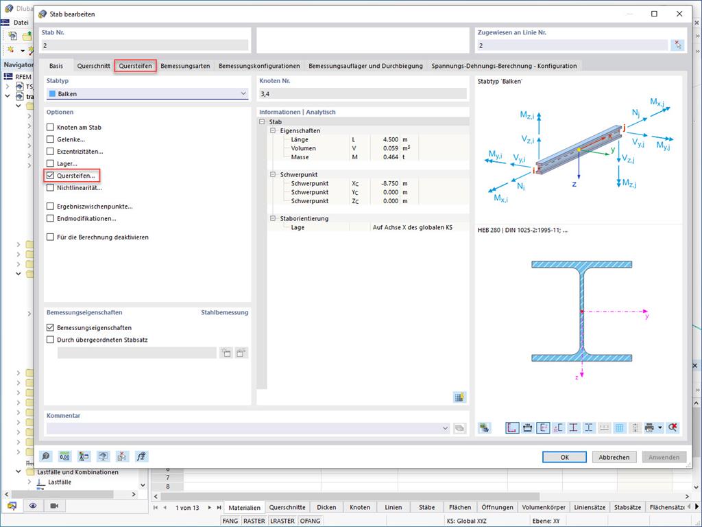 Feature 002470 | Flächenmodell aus Stab mit Stabquersteifen
