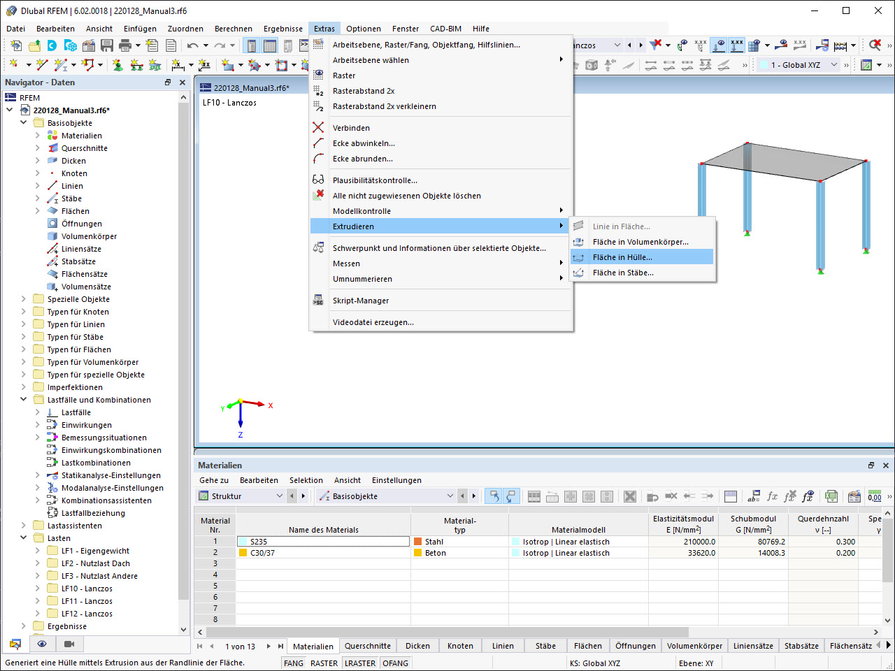 Feature 002472 | Fläche in Hülle extrudieren