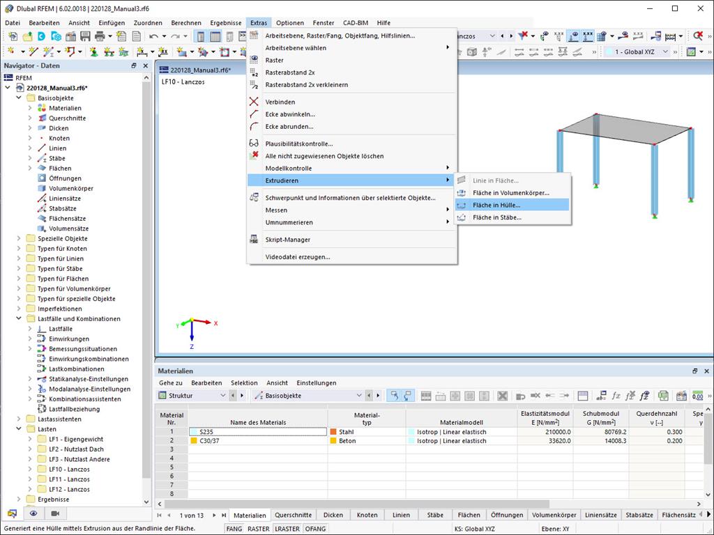 Feature 002472 | Fläche in Hülle extrudieren