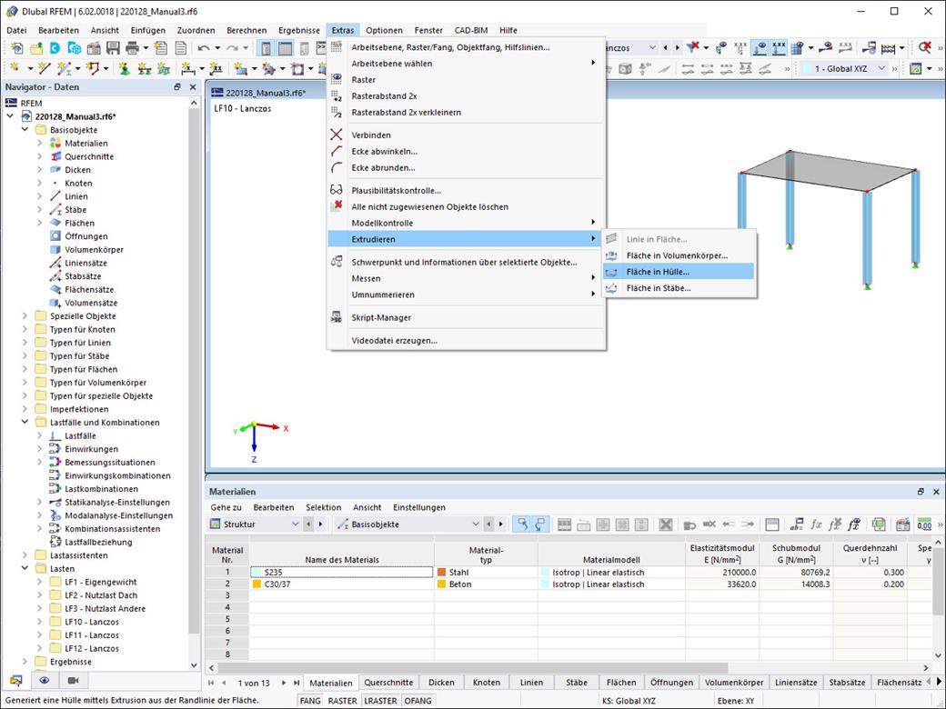 Feature 002472 | Fläche in Hülle extrudieren