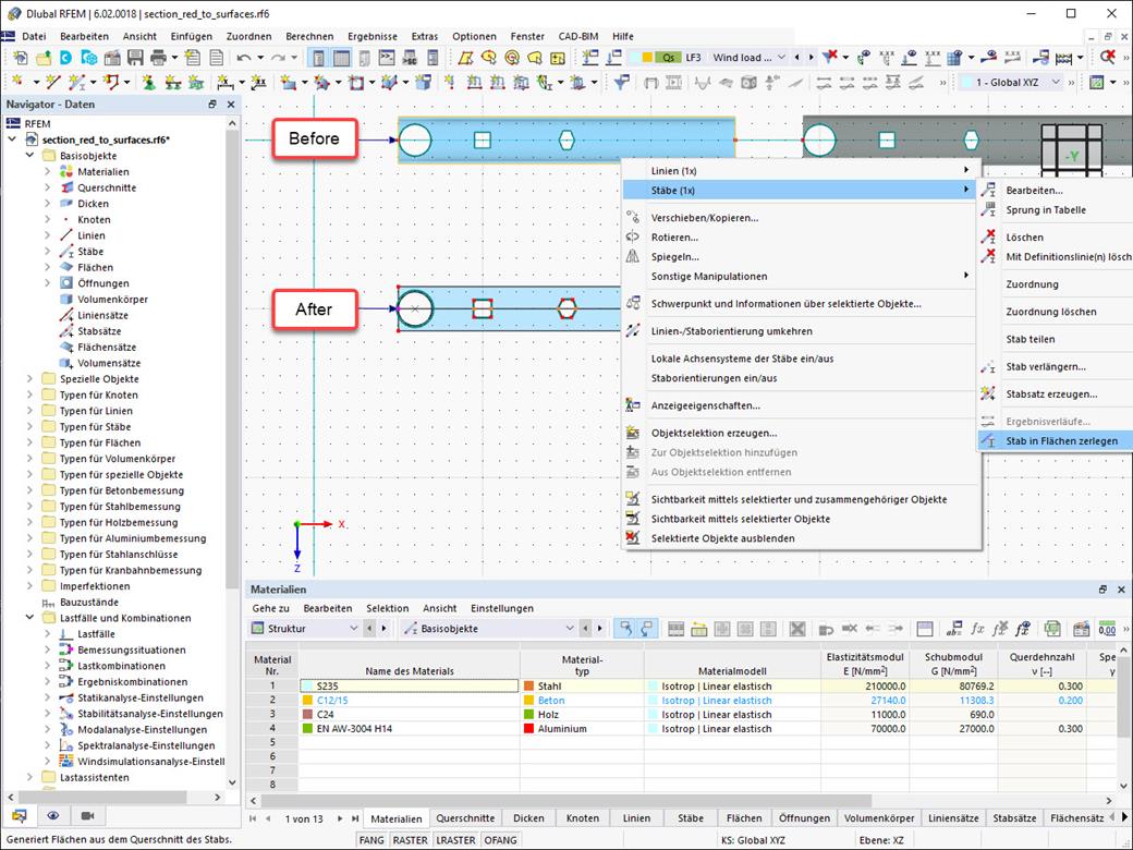 Feature 002473 | Flächenmodell aus Stab mit lokalen Stabquerschnittsreduzierungen