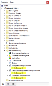Standardkonfigurationen für Betonbemessung nach ACI 318