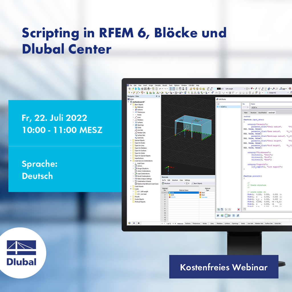 Scripting in RFEM 6, Blöcke und Dlubal Center