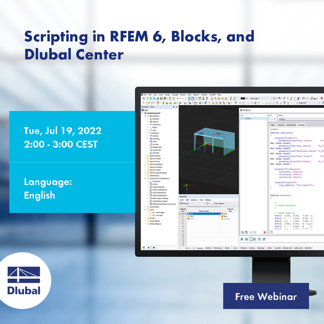 Scripting in RFEM 6, Blöcke und Dlubal Center