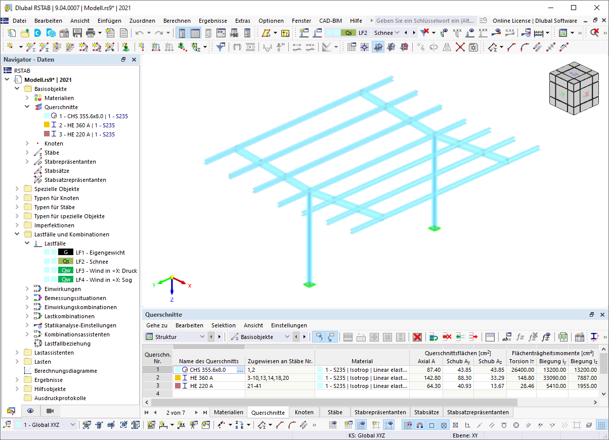 Benutzeroberfläche von RSTAB