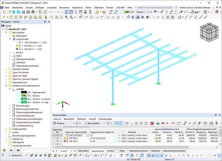 Benutzeroberfläche von RSTAB