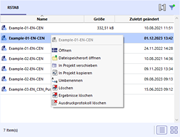 Modelle in Listenansicht mit Modell-Kontextmenü