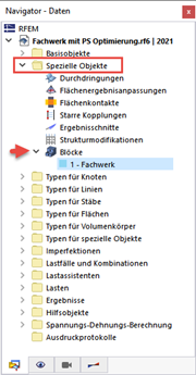 Blöcke als Spezielle Objekte im Navigator