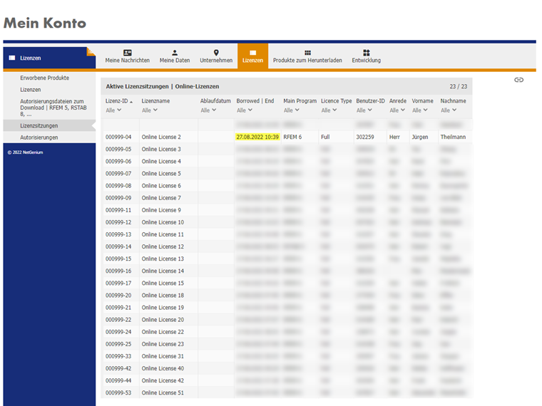 FAQ 005305 | Ich habe mich um 12:39 Uhr (Mitteleuropäischer Sommerzeit) mit meiner Dlubal Online-Lizenz angemeldet. Ich möchte die Lizenz für 24 Stunden reserviere