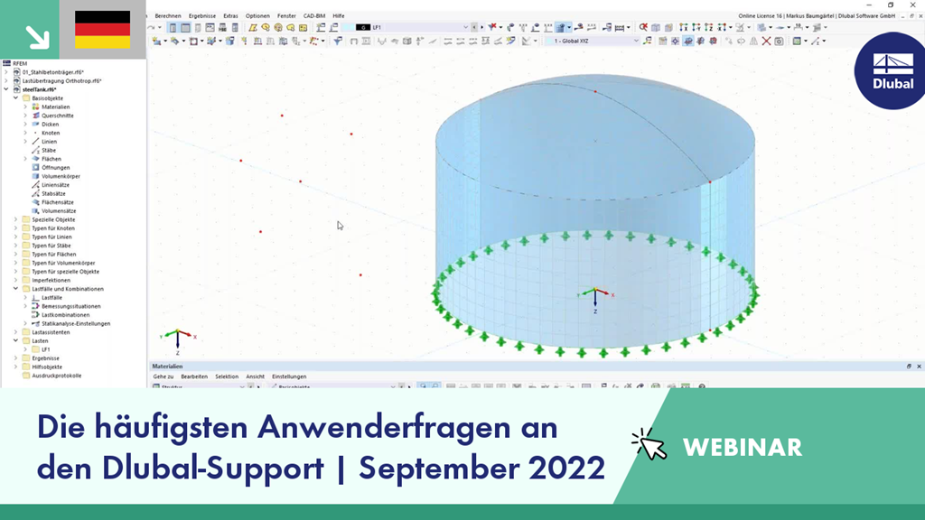 Anwenderfragen zum Support im Dlubal-Webinar, Oktober 2022. Erörterung häufiger Anliegen.