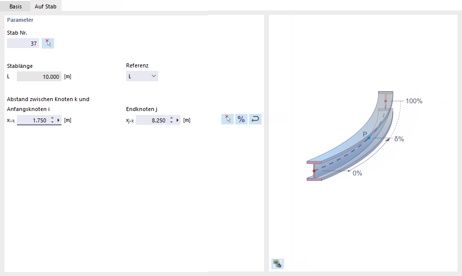 Knoten auf Stab definieren