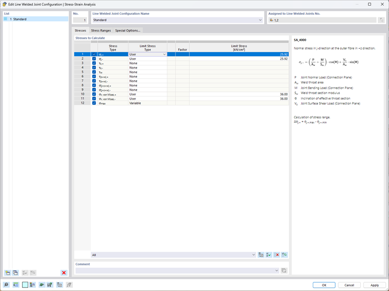 Linienschweißverbindungs-Konfiguration