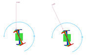 Konservativer Lastansatz (links) und folgender Lastansatz (rechts) bei geometrisch nichtlinearer Berechnung