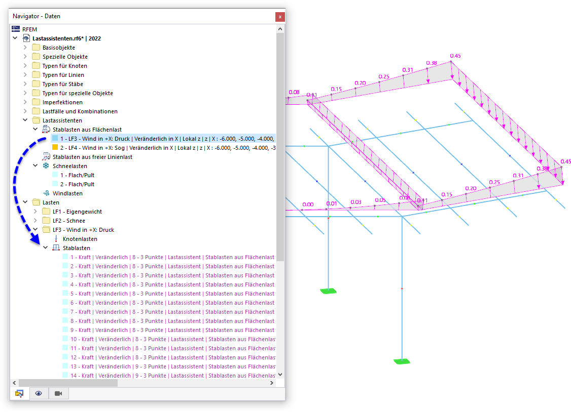 Lastassistent und generierte Stablasten