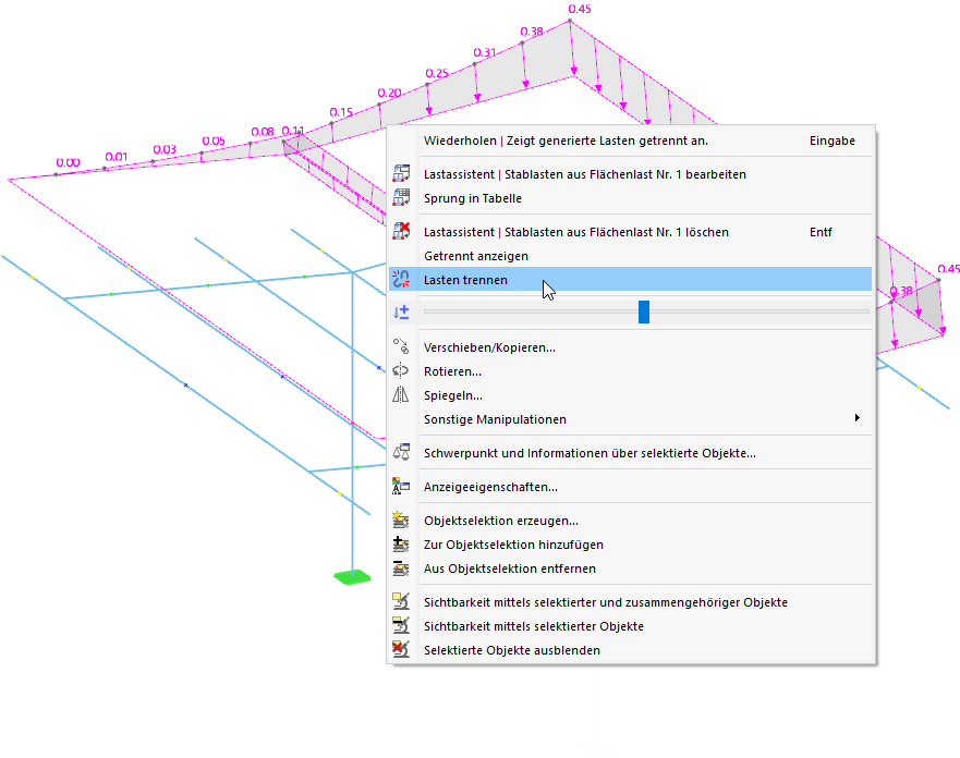 Generierte Lasten trennen