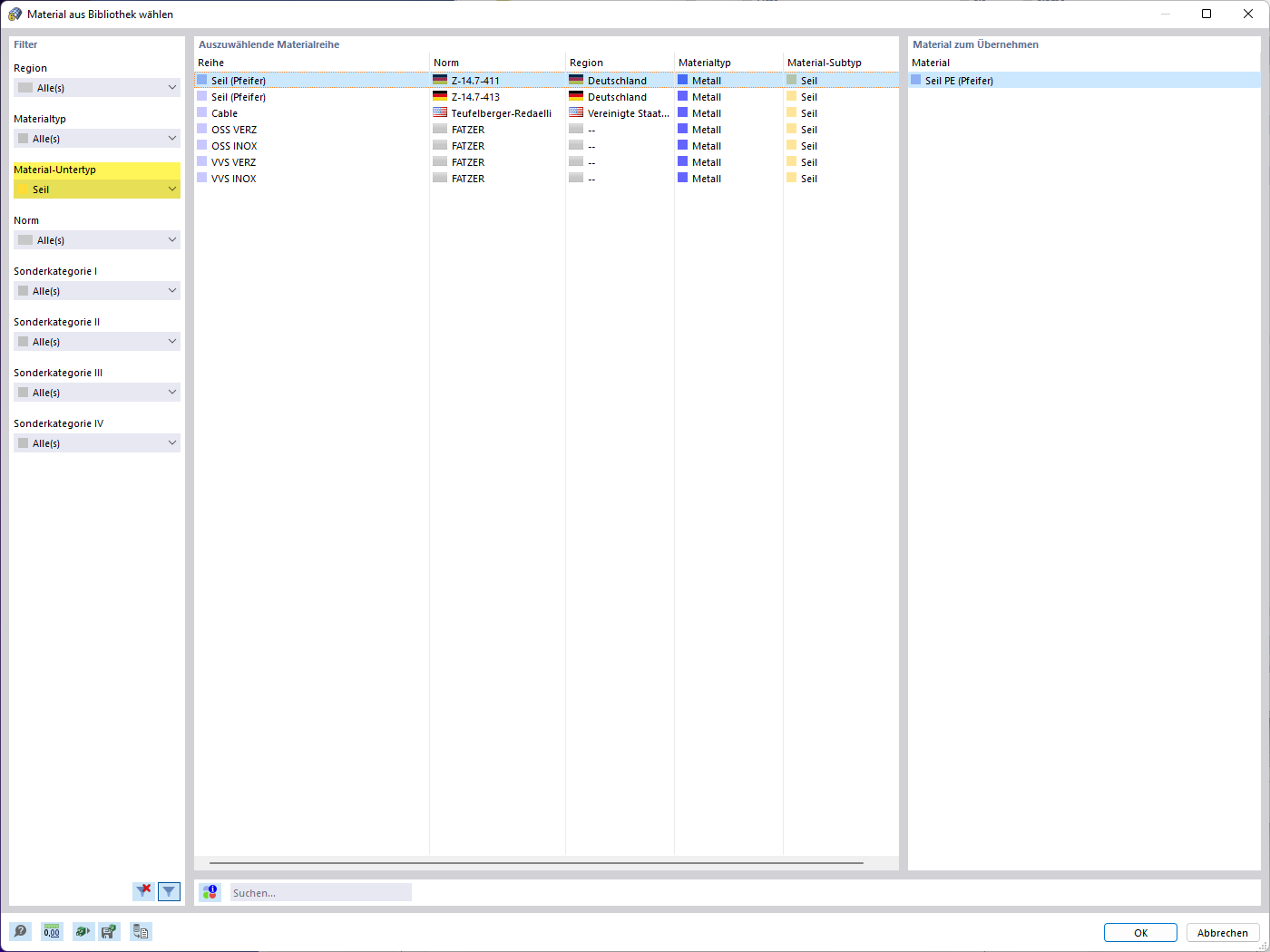 Material - Subtyp: Seile