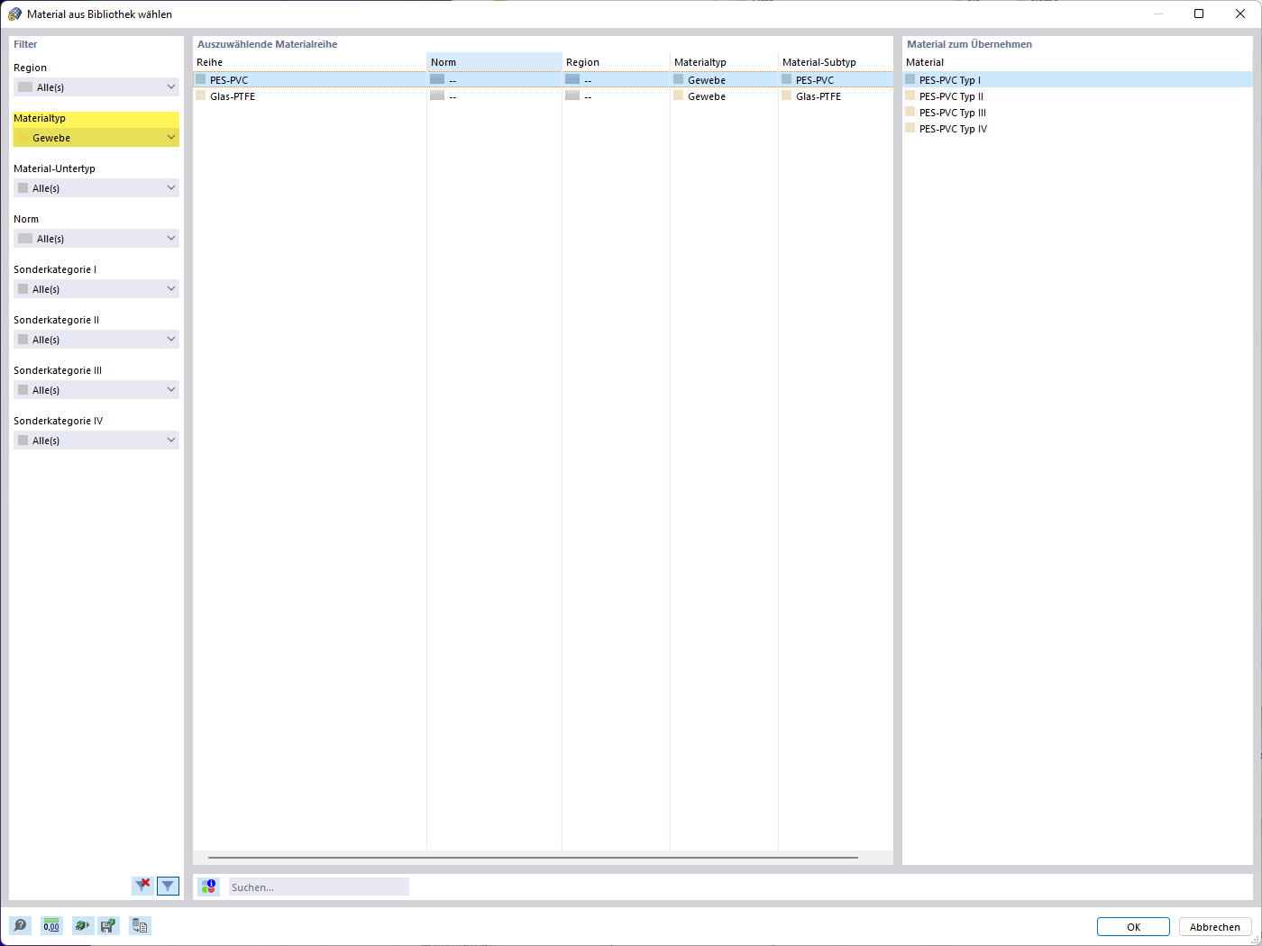 Material - Materialtyp: Gewebe