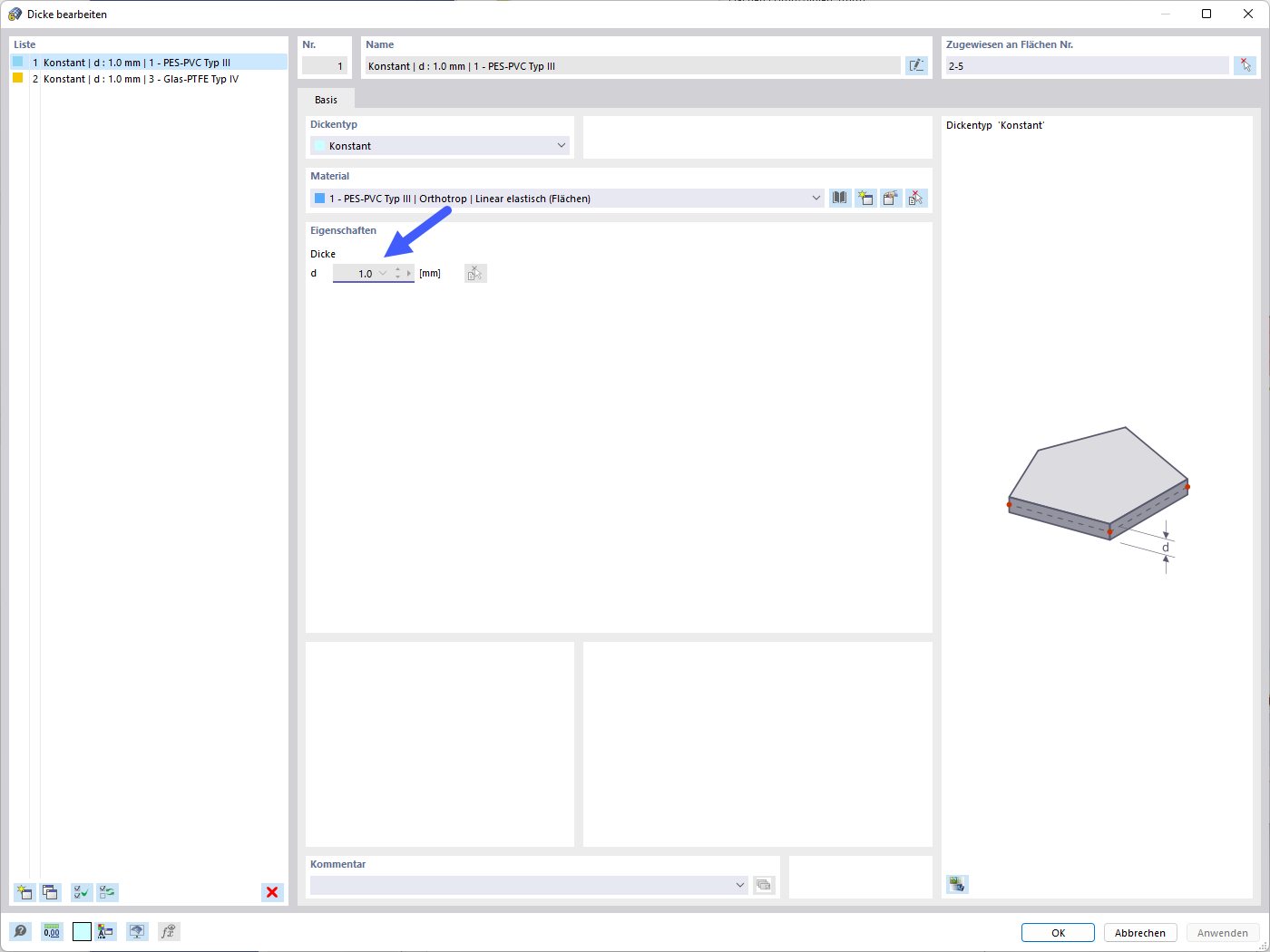 Dickentyp konstant - Gewebe