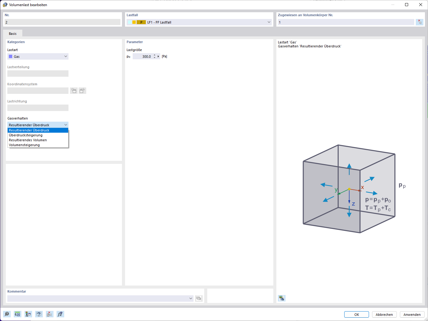 Volumenlast: Lastart Gas