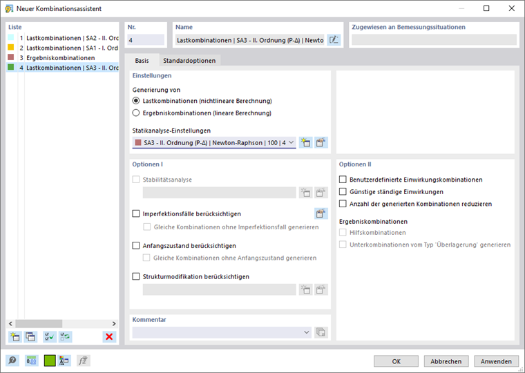 Dialog 'Neuer Kombinationsassistent'