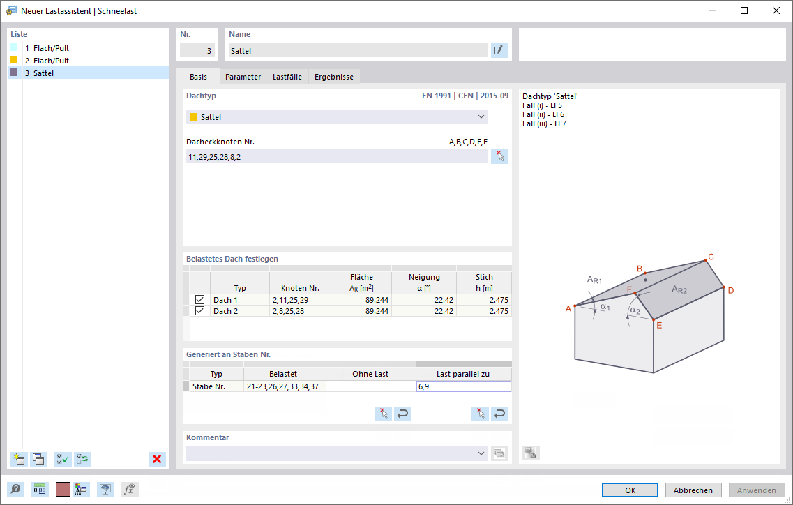 Dialog 'Neuer Lastassistent | Schneelast'