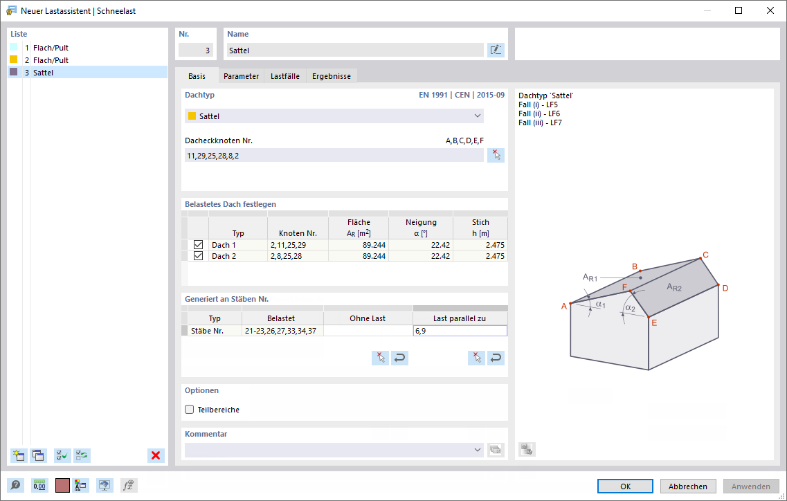 Dialog 'Neuer Lastassistent | Schneelast'