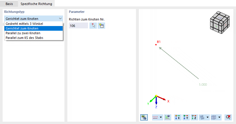 Spezifische Richtung der Last festlegen