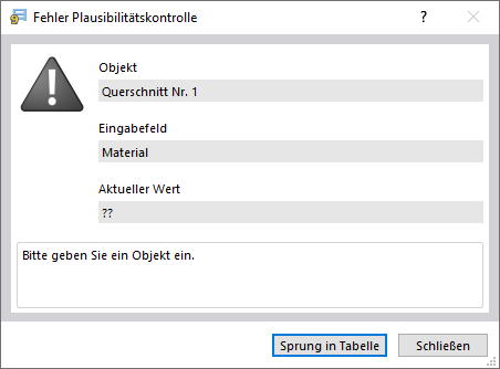 Plausibilitätskontrolle mit Fehlermeldung