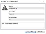 Plausibilitätskontrolle mit Fehlermeldung