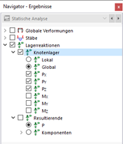 Knotenlagerergebnisse im Navigator auswählen