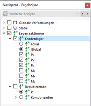 Knotenlagerergebnisse im Navigator auswählen