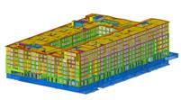 BIM-Modell Gebäude „Krokodil“ (© Timbatec Holzbauingenieure Schweiz AG)