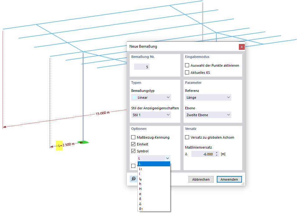 Bemaßung mit Symbol verwenden