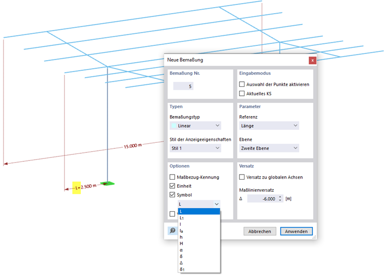 Bemaßung mit Symbol verwenden