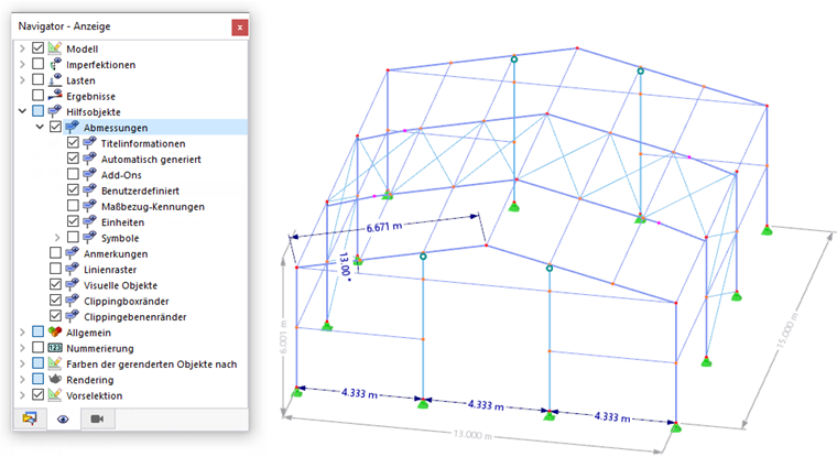 Bemaßungen ein- und ausblenden