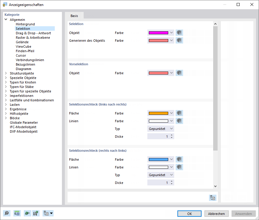 Farben für Selektion einstellen