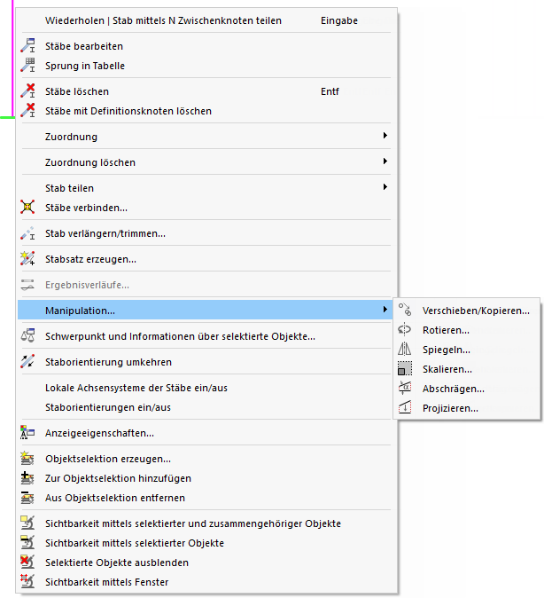 Programmfunktionen im Objekt-Kontextmenü
