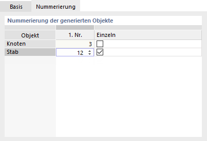 Nummerierung der generierten Objekte anpassen