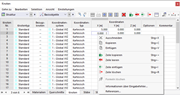Funktionen im Tabellen-Kontextmenü