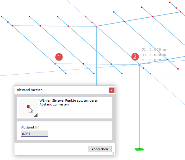 Abstand zwischen zwei Punkten messen