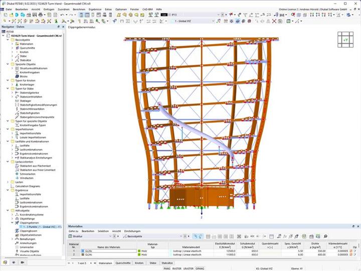 Schnitt durch den Baumturm mittels Clippingebene (© WIEHAG)