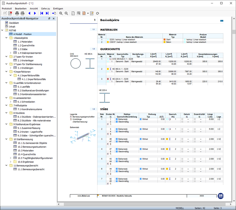 Druckvorschau im Ausdruckprotokoll