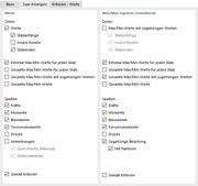 Ergebniszeilen und -spalten für Dokumentation festlegen